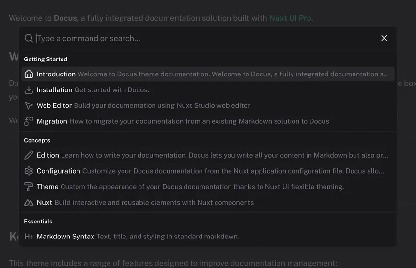 Built-in navigation and full-text search