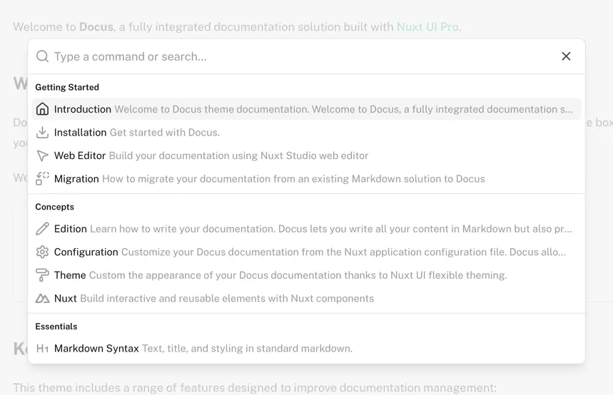 Built-in navigation and full-text search